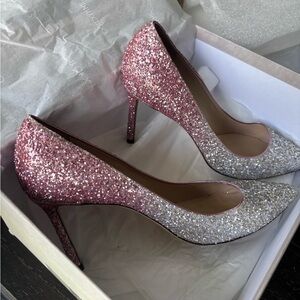 Jimmy Choo Platinum and Flamingo Romy 85